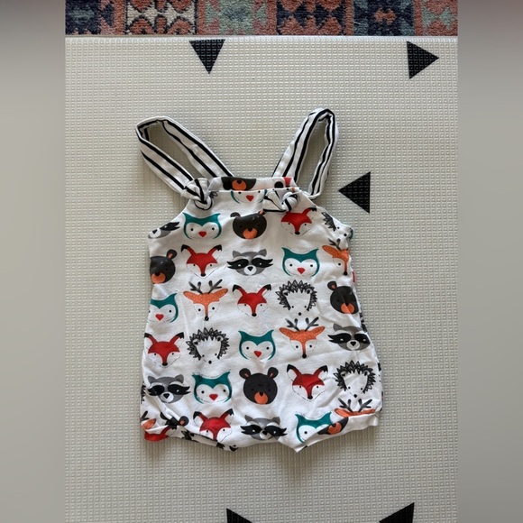 Boutique|Baby gender neutral Forest animal novelty print white bubble romper••• - Picture 3 of 3